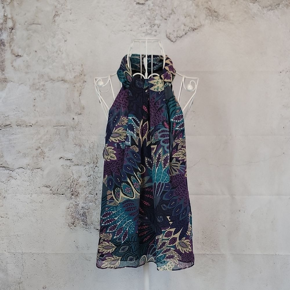 I.N.C Blouse Halter-neck Sleeveless Multicolor Abstract Print Womens Size 6